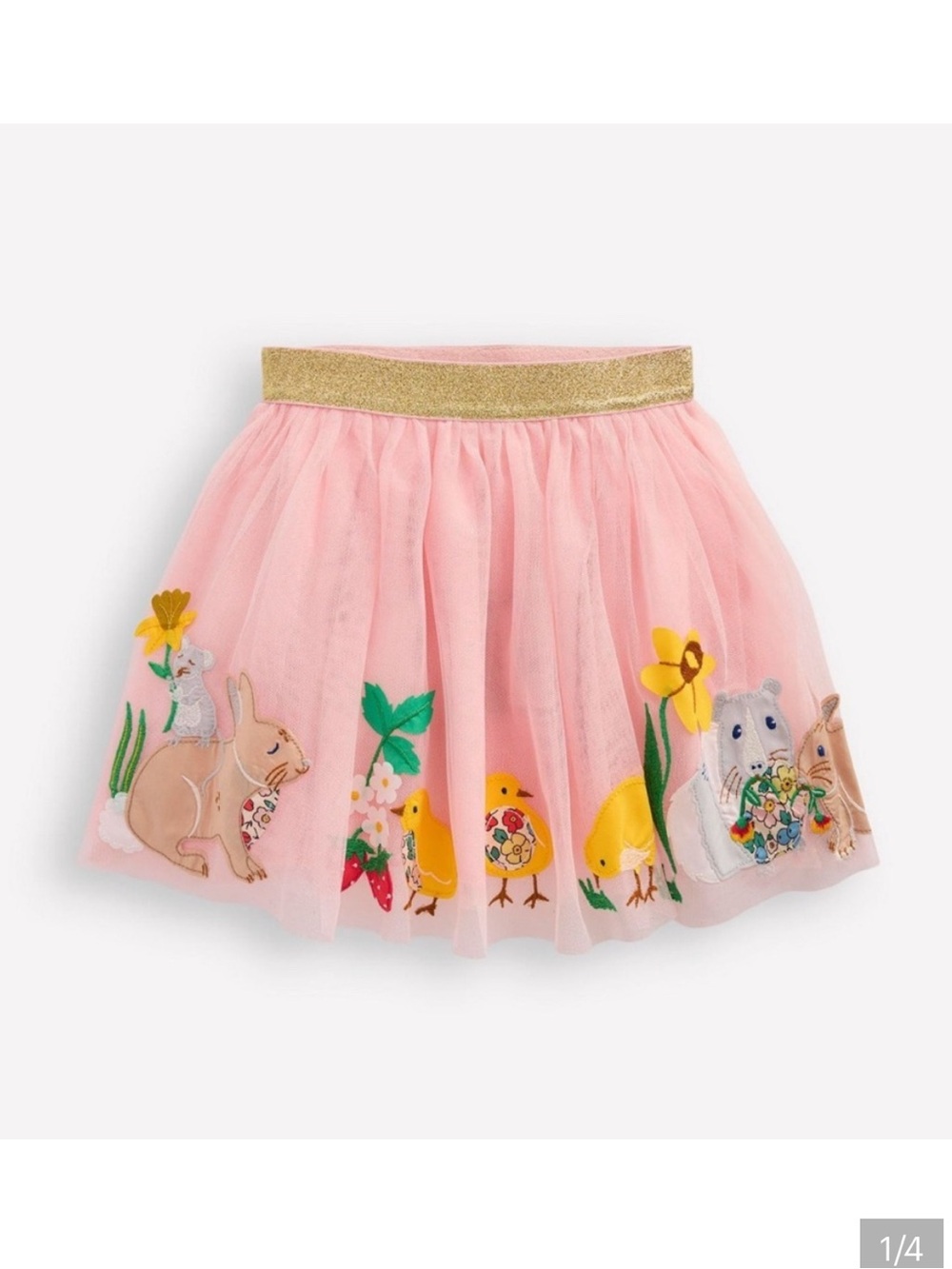 Mini Boden Pink Bunnies Tulle Skirt, Size 5-6, NWT